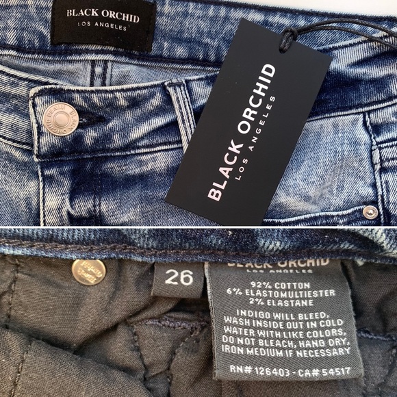 Black Orchid Jude Mid Rise Skinny Jeans Acid Wash - Picture 5 of 7
